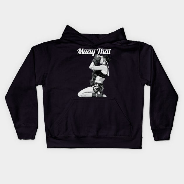 Muay Thai Girl Fight Back Kids Hoodie by KewaleeTee